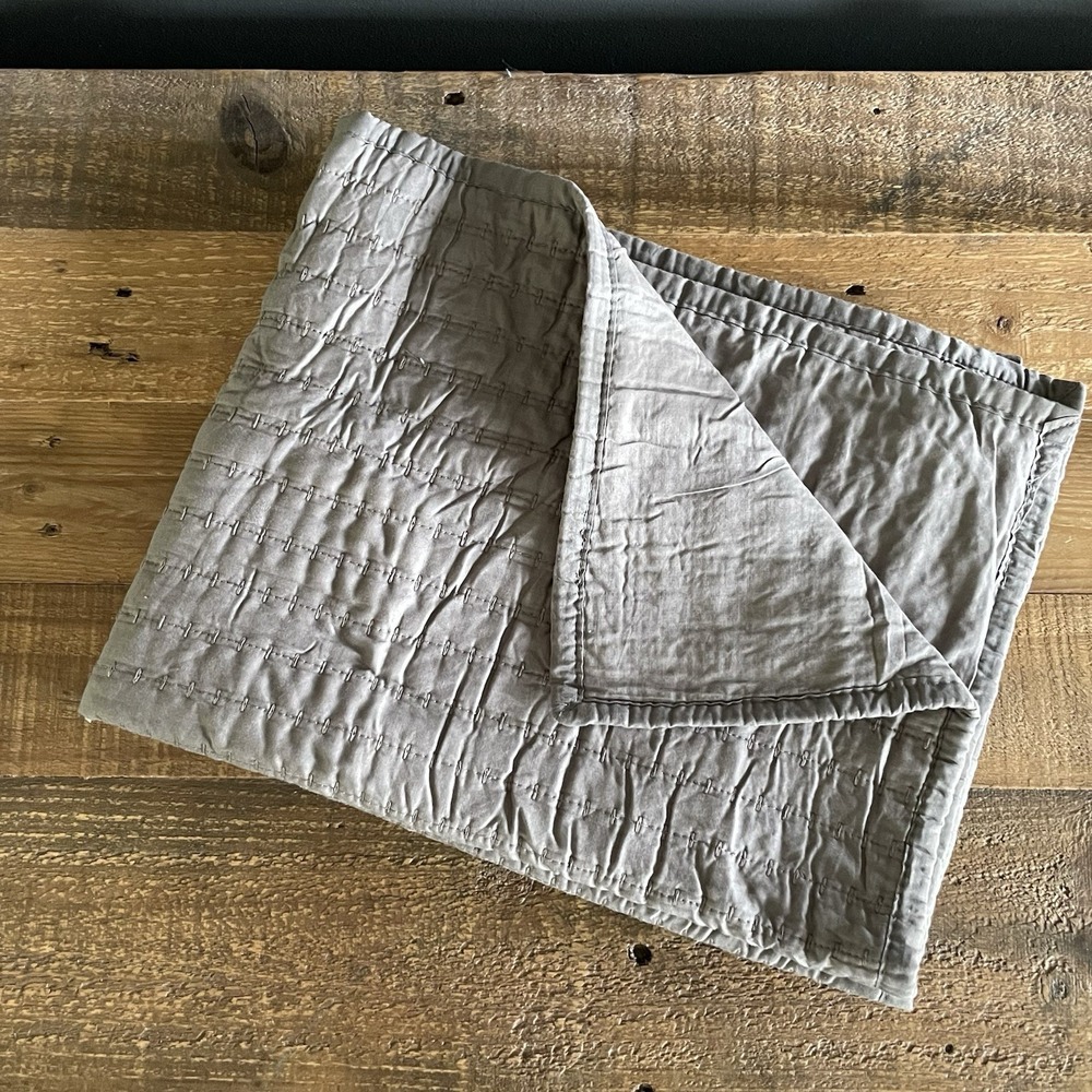 HEARTH & HAND Magnolia Gray Standard Textured Striped Pillow Sham Pick Stitch